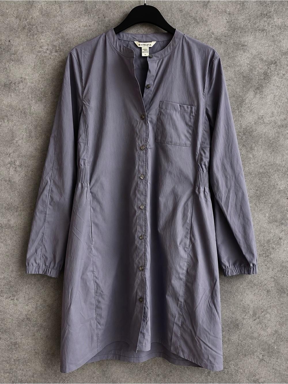 Athleta Women’s Medium Gray Lavender Button Front Shirt Dress Long Sleeve
